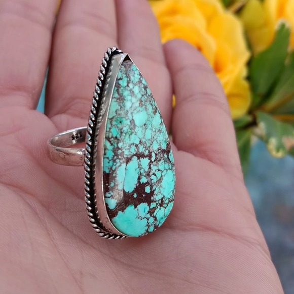 🔥925 RARE Turquoise XL Gemstone Sterling Silver Ring 925 stamped - Picture 5 of 7